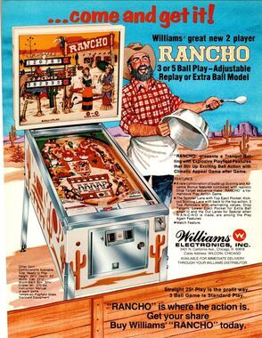 Rancho Pinball Machine Flyer 1977 Original Retro Game Artwork Western Ranch